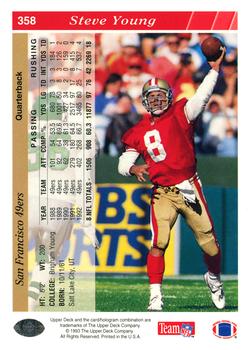 1993 Upper Deck #358 Steve Young Back