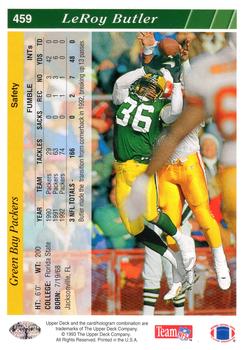 1993 Upper Deck #459 LeRoy Butler Back