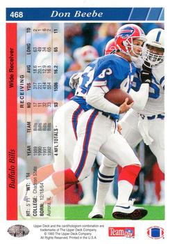 1993 Upper Deck #468 Don Beebe Back