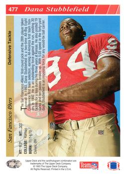 1993 Upper Deck #477 Dana Stubblefield Back