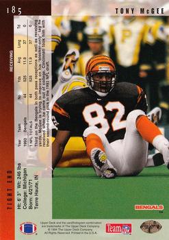 1994 Upper Deck - Electric #185 Tony McGee Back