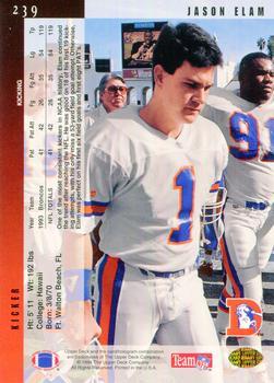 1994 Upper Deck - Electric #239 Jason Elam Back