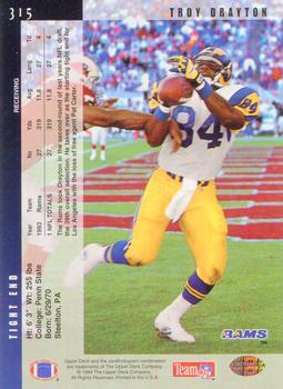 1994 Upper Deck - Electric #315 Troy Drayton Back