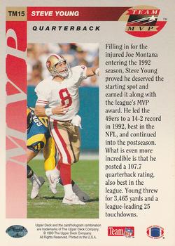 1993 Upper Deck - Team MVP #TM15 Steve Young Back