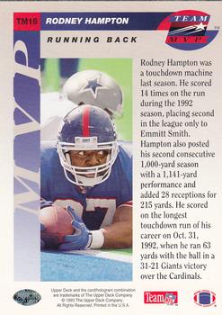 1993 Upper Deck - Team MVP #TM16 Rodney Hampton Back