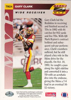1993 Upper Deck - Team MVP #TM24 Gary Clark Back