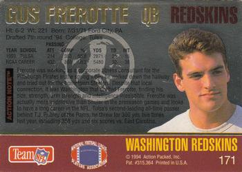1994 Action Packed #171 Gus Frerotte Back