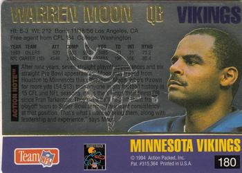 1994 Action Packed #180 Warren Moon Back