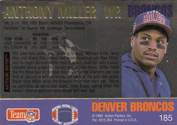 1994 Action Packed #185 Anthony Miller Back