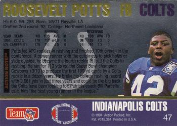 1994 Action Packed #47 Roosevelt Potts Back