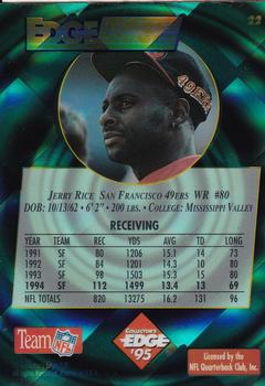 1995 Collector's Edge - EdgeTech Black Label #22 Jerry Rice Back