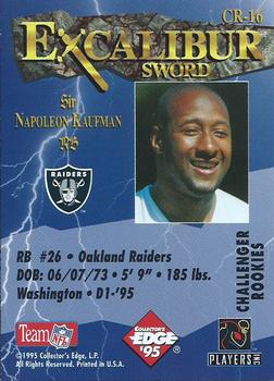 1995 Collector's Edge Excalibur - Challenger Rookies #CR-16 Napoleon Kaufman Back