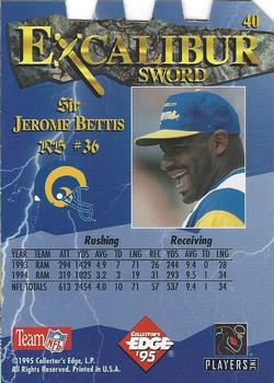 1995 Collector's Edge Excalibur - Die Cuts #40 Jerome Bettis Back