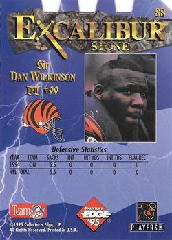 1995 Collector's Edge Excalibur - Die Cuts #88 Dan Wilkinson Back