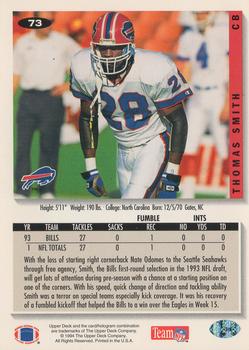 1994 Collector's Choice #73 Thomas Smith Back