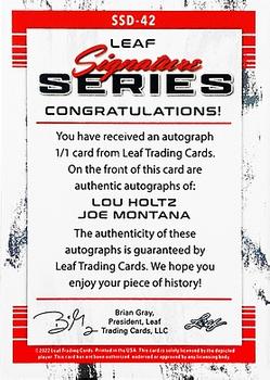 2022 Leaf Signature Series - Dual Signature Pink #SSD-42 Lou Holtz / Joe Montana Back