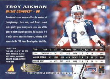 1995 Pinnacle - Artist's Proofs #2 Troy Aikman Back