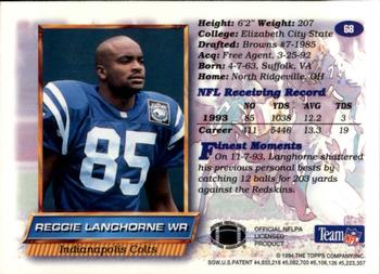 1994 Finest - Refractors #68 Reggie Langhorne Back