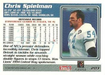 1995 Topps - Jacksonville Jaguars #203 Chris Spielman Back