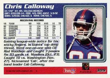 1995 Topps - Carolina Panthers #309 Chris Calloway Back