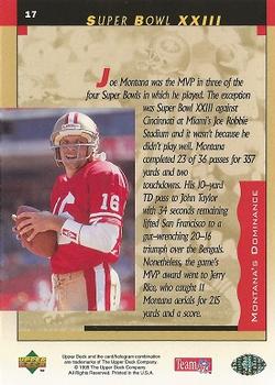 1995 Upper Deck Joe Montana Box Set #17 Super Bowl XXIII Back