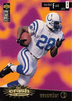 1996 Collector's Choice - You Crash the Game Gold #CG24 Marshall Faulk Front