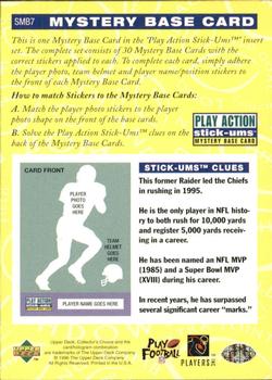 1996 Collector's Choice Update - Play Action Stick-Ums Mystery Bases #SMB7 Marcus Allen Back