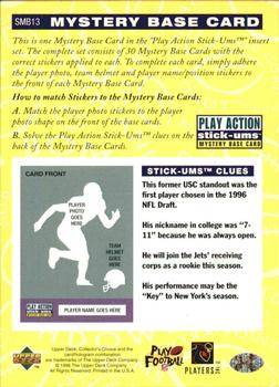 1996 Collector's Choice Update - Play Action Stick-Ums Mystery Bases #SMB13 Keyshawn Johnson Back