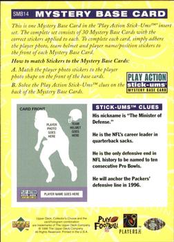 1996 Collector's Choice Update - Play Action Stick-Ums Mystery Bases #SMB14 Reggie White Back