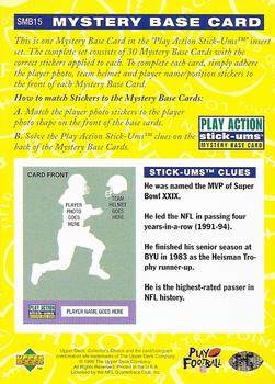 1996 Collector's Choice Update - Play Action Stick-Ums Mystery Bases #SMB15 Steve Young Back