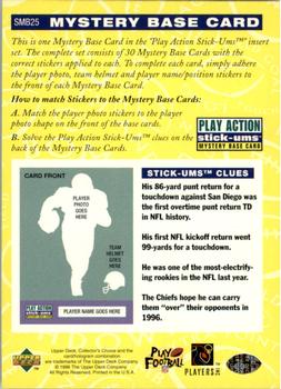 1996 Collector's Choice Update - Play Action Stick-Ums Mystery Bases #SMB25 Tamarick Vanover Back