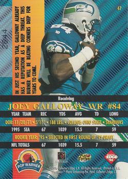 1996 Collector's Edge Advantage - Perfect Play Foils #47 Joey Galloway Back