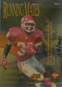 1996 Collector's Edge President's Reserve - Running Mates Gold #RM22 Steve Bono / Marcus Allen Back