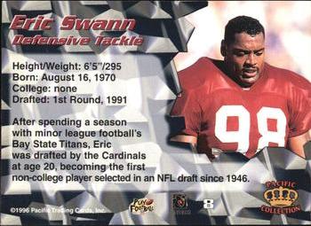 1996 Pacific - Blue #8 Eric Swann Back