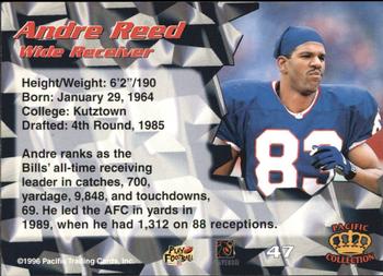 1996 Pacific - Blue #47 Andre Reed Back