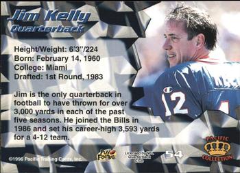 1996 Pacific - Blue #54 Jim Kelly Back