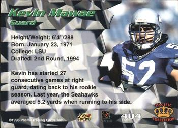1996 Pacific - Blue #404 Kevin Mawae Back