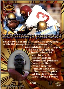 1996 Pacific Invincible - Bronze #I-98 Keyshawn Johnson Back