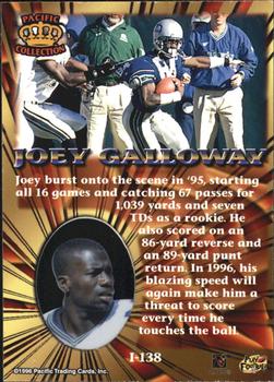 1996 Pacific Invincible - Bronze #I-138 Joey Galloway Back