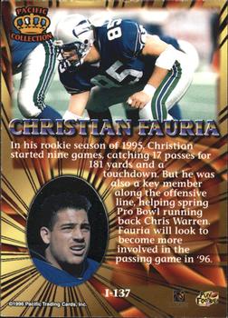 1996 Pacific Invincible - Platinum Blue #I-137 Christian Fauria Back