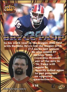 1996 Pacific Invincible - Silver #I-18 Bryce Paup Back