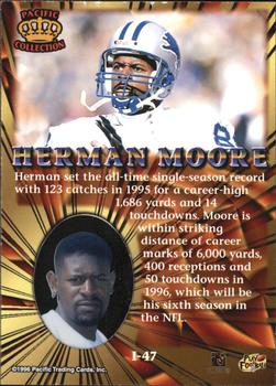 1996 Pacific Invincible - Silver #I-47 Herman Moore Back