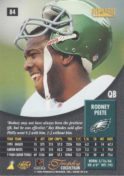 1996 Pinnacle - Trophy Collection #84 Rodney Peete Back