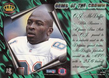 1994 Pacific - Gems of the Crown #18 O.J. McDuffie Back