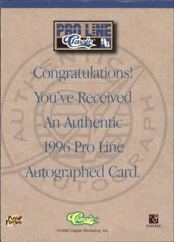 1996 Pro Line - Autographs Blue #NNO Daryl Gardener Back