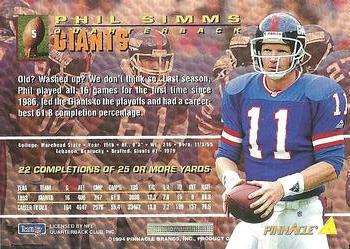 1994 Pinnacle #5 Phil Simms Back