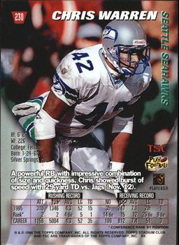 1996 Stadium Club - TSC Matrix #230 Chris Warren Back