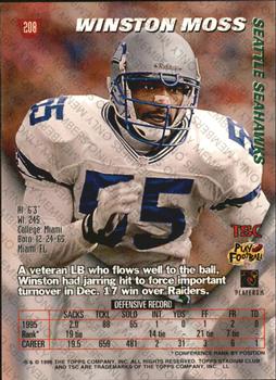 1996 Stadium Club - Members Only #208 Winston Moss Back