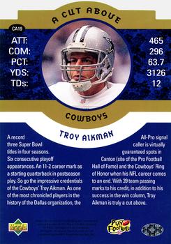 1996 Upper Deck Authenticated Troy Aikman: A Cut Above 3x5 #CA19 Troy Aikman Back