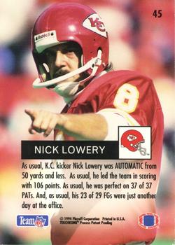 1994 Playoff #45 Nick Lowery Back